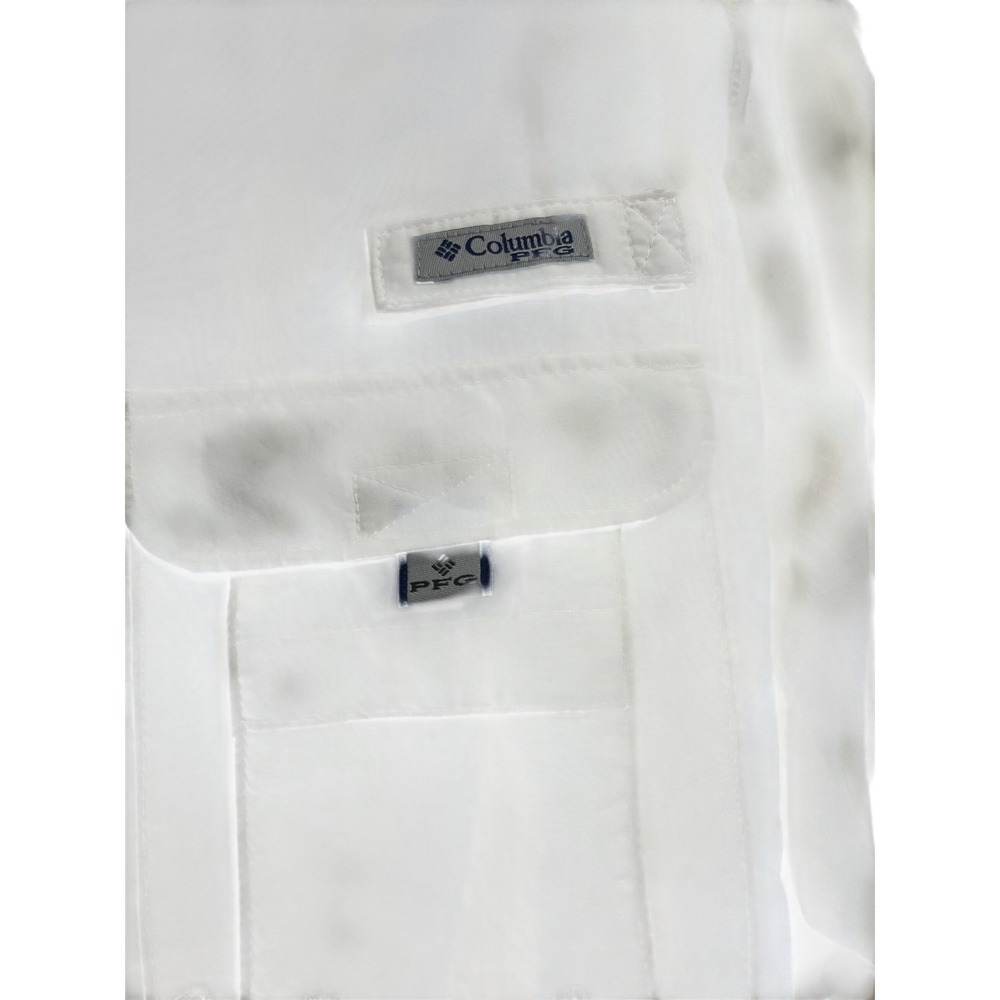 Columbia PFG Long‎ Sleeve Fishing Shirt Mens Large White Vented Sun Protection - Picture 2 of 5